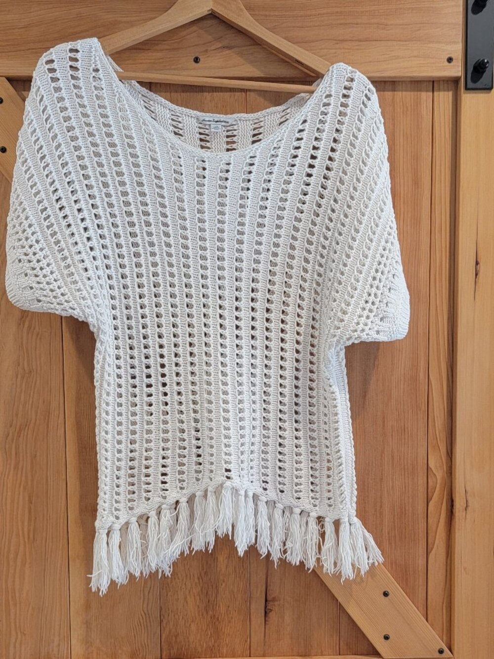 American Eagle Fringe Summer Sweater Off-white - Large